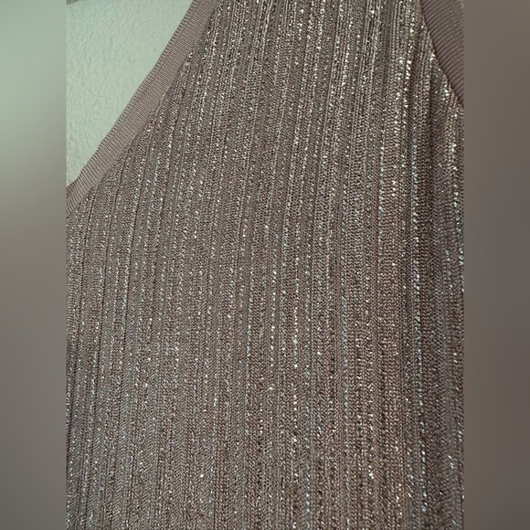 TED BAKER Robinee Ribbed Vest Top Metallic in Light Pink Size 4 - Picture 8 of 11